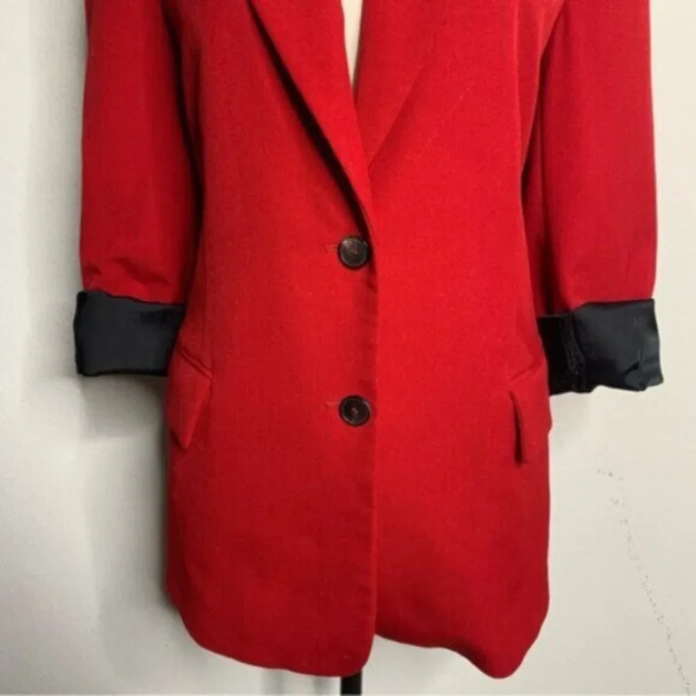 Zara Dark Red Single Breasted Blazer